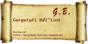 Gergelyfi Bálint névjegykártya
